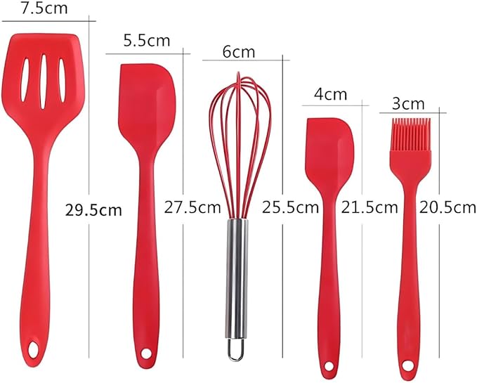 Kit de 5 Utensílios de Cozinha - Cores Sortidas - Design Resistente e Moderno